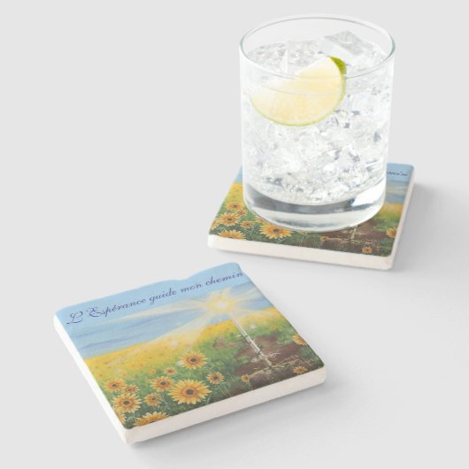 Hoop leidt mijn weg stenen onderzetter (Zijkant)