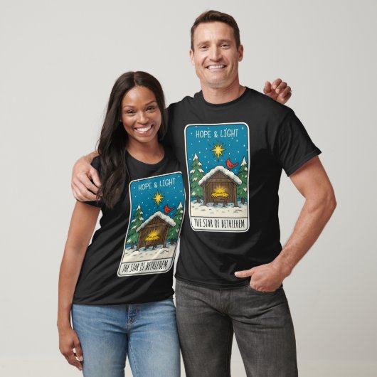 Hoop & Licht Ster van Bethlehem Kerststal Scene T-shirt (Unisex)