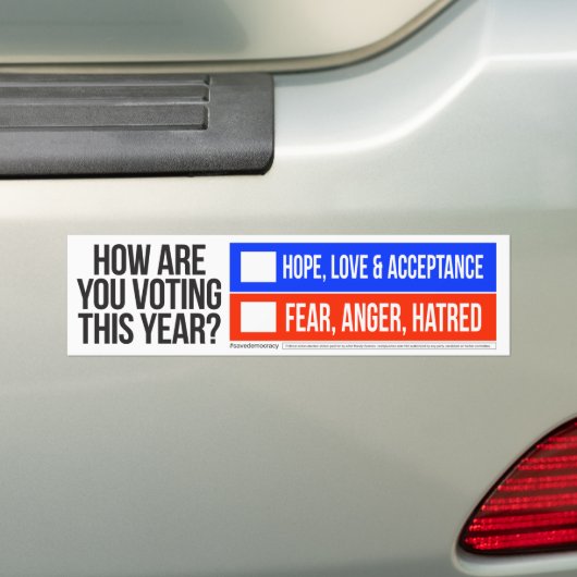 HOOP, LIEFDE & ACCEPTATIE vs ANGST, WOEDE EN HAAT Bumpersticker (Op auto)