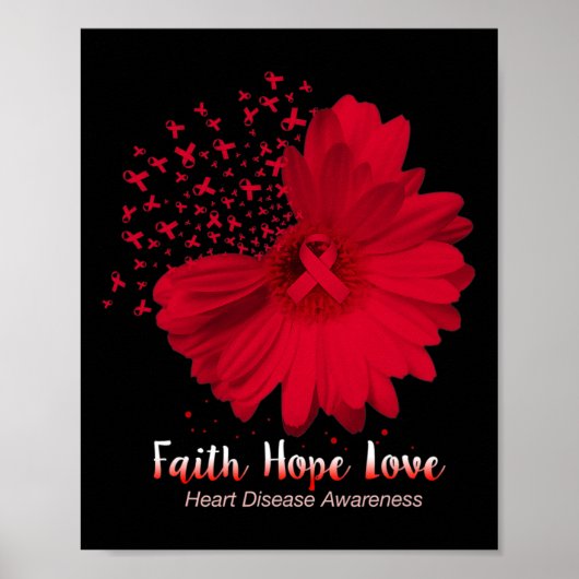 Hoop Liefde Hart Ziekte Bewustzijn Zonnebloem Poster (Voorkant)