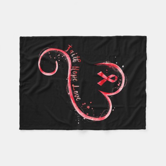 Hoop Liefde Rode Ribbon Hartziekte Bewustzijn Fleece Deken (Voorkant (Horizontaal))