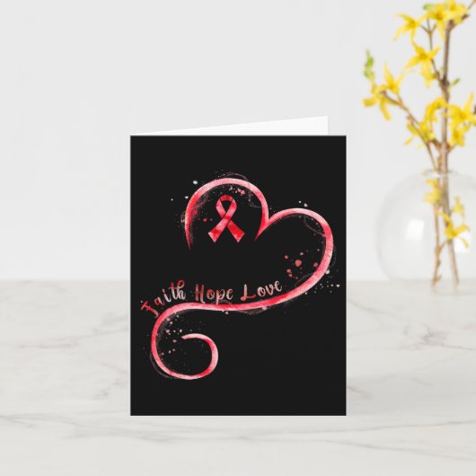 Hoop Liefde Rode Ribbon Hartziekte Bewustzijn Kaart (Gele Bloem)