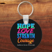 Hoop Liefde Sterkte Moed - Leukemie Kanker Aware Sleutelhanger (Voorkant)