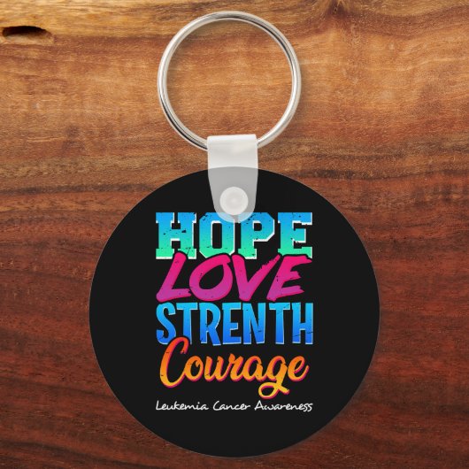 Hoop Liefde Sterkte Moed - Leukemie Kanker Aware Sleutelhanger (Voorkant)