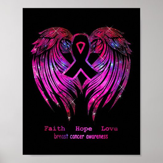 Hoop Liefde Vleugels Borstkanker Bewustzijn Poster (Voorkant)