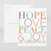 Hoop Liefde & Vrede met Kerstmis Feestdagenkaart (Voorkant / Achterkant)