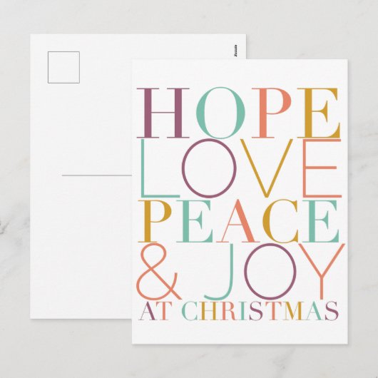 Hoop Liefde & Vrede met Kerstmis Feestdagenkaart (Voorkant / Achterkant)