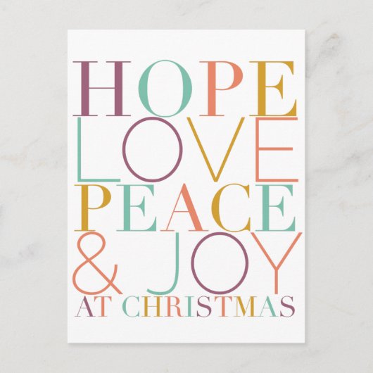 Hoop Liefde & Vrede met Kerstmis Feestdagenkaart (Voorkant)