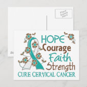 Hoop Moed Geloof Sterkte 3 Baarmoederhalskanker Briefkaart (Voorkant / Achterkant)