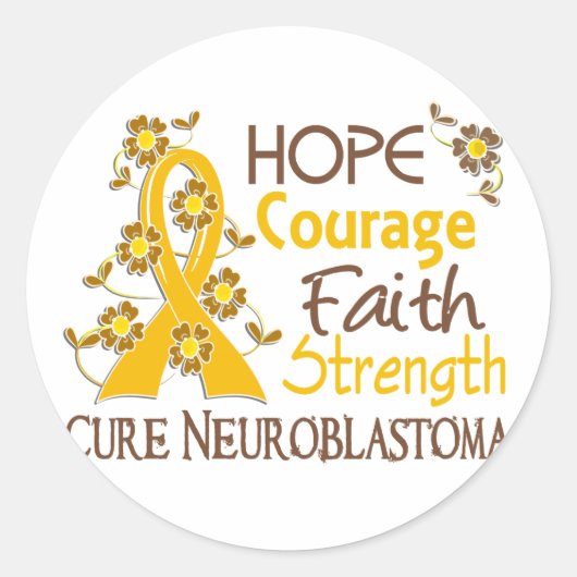 Hoop Moed Geloof Sterkte 3 Neuroblastoma Ronde Sticker (Voorkant)