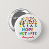 Hoop niet te haten ronde button 5,7 cm (Voorkant /achterkant)