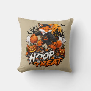 Hoop of Treat enge vos basketbal Halloween Kussen