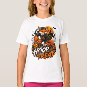 Hoop of Treat enge Vos Basketbal Halloween  T-shirt