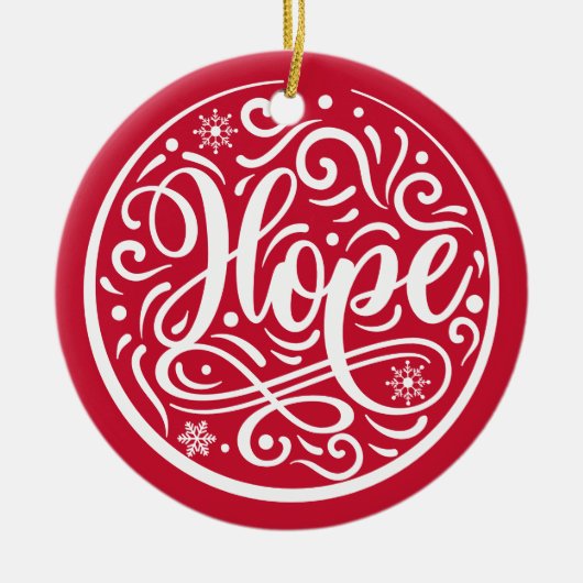 Hoop op aangepaste Baby kerstfeestdag rood Keramisch Ornament (Voorkant)