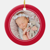Hoop op aangepaste Baby kerstfeestdag rood Keramisch Ornament (Achterkant)