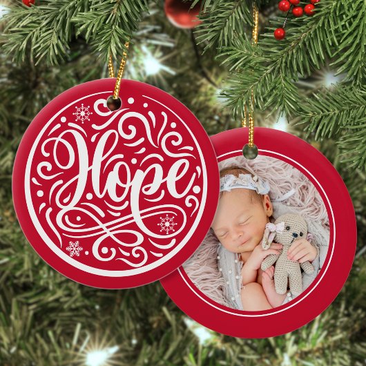 Hoop op aangepaste Baby kerstfeestdag rood Keramisch Ornament