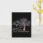 Hoop op een Cure Tree Ribbon Blue ALS Awareness Su Kaart (Gele Bloem)