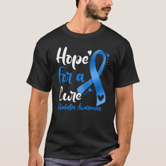 Hoop op een echte Diabetes-bewustwording Blauwe Ko T-shirt (Voorkant)