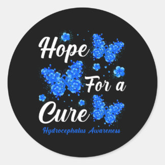 Hoop op een genezing hydrocefalus bewustzijn vlind ronde sticker