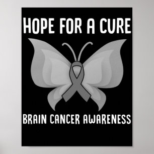 Hoop op een kure hersenkanker - hersentumor - grij poster
