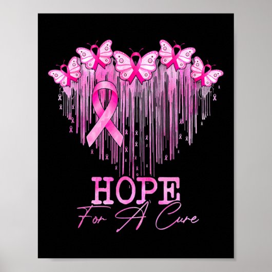 Hoop op een zuiver roze vlinderkanker poster (Voorkant)