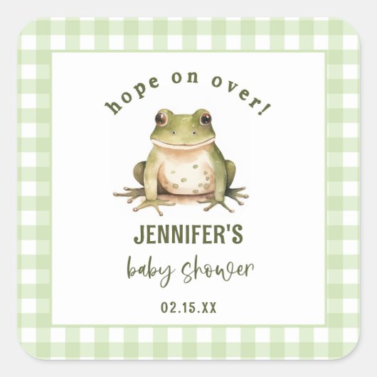 Hoop op Over Frog Baby shower Vierkante Sticker (Voorkant)