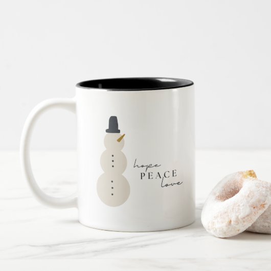 Hoop op vrede liefde. Kerst Sneeuwman Mokken Cups (Met donut)