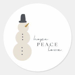 Hoop op vrede liefde. Kerst Sneeuwman Stickers Lab