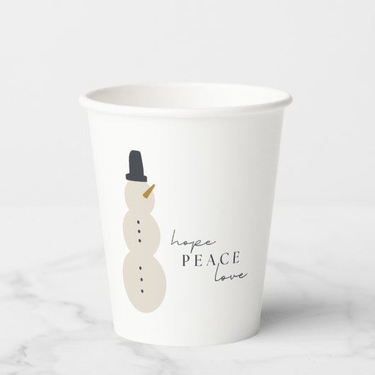 Hoop op vrede liefde. Kerstmis Sneeuwman Papier Cu Papieren Bekers (Voorkant)