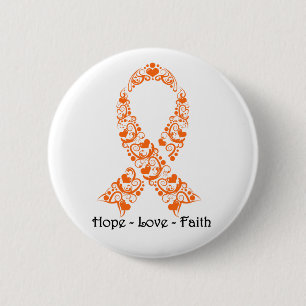Hoop Oranje bewustzijn Ribbon Ronde Button 5,7 Cm