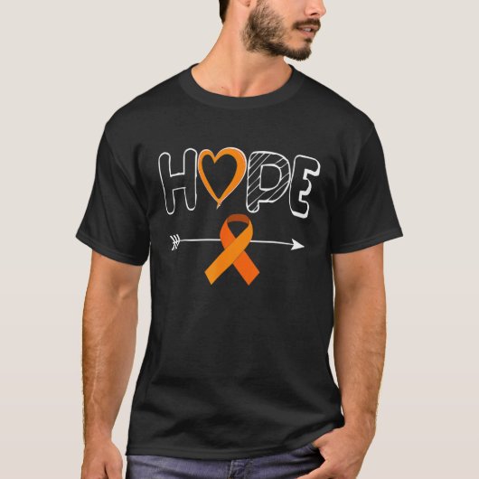 Hoop Oranje lint multiple sclerose Bewustheid T-shirt (Voorkant)