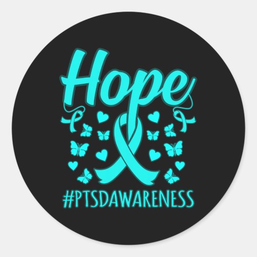 Hoop PTSS Stress Awareness Lint Ondersteuning Graf Ronde Sticker (Voorkant)