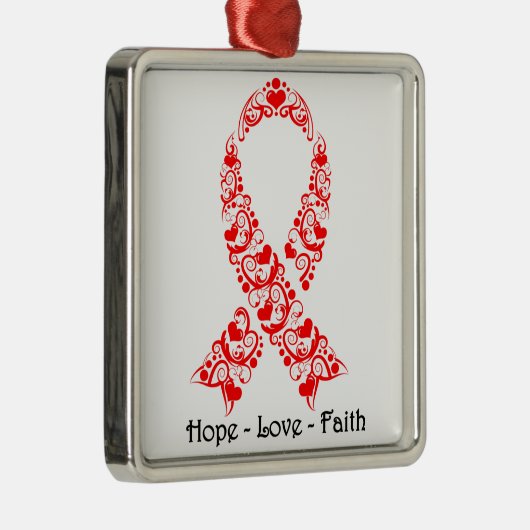 Hoop rood bewustzijn Ribbon Metalen Ornament (Rechts)