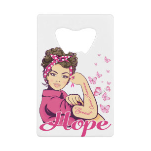 Hoop Rosie Riveter Breast Cancer Bewustheid Creditkaart Flessenopener