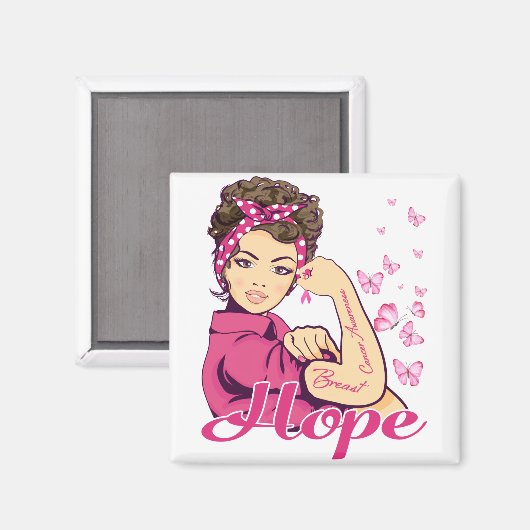 Hoop Rosie Riveter Breast Cancer Bewustheid Magneet (Voorkant / Achterkant)