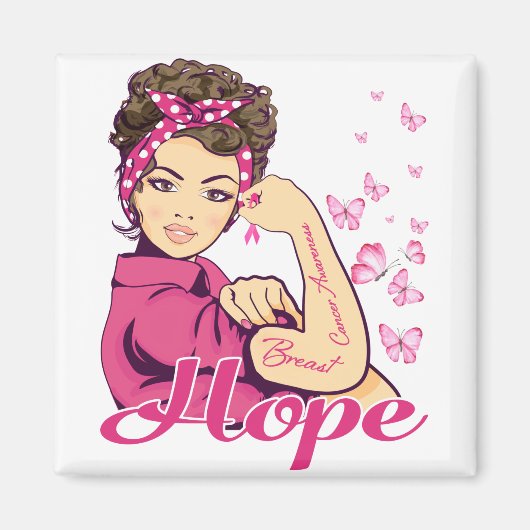 Hoop Rosie Riveter Breast Cancer Bewustheid Magneet (Voorkant)