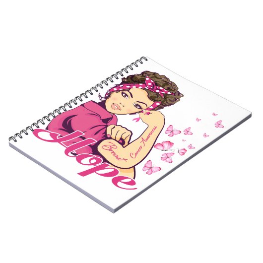 Hoop Rosie Riveter Breast Cancer Bewustheid Notitieboek (Linkerzijde)