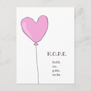 Hoop - Roze ballon met een zoete motivatie quote Briefkaart