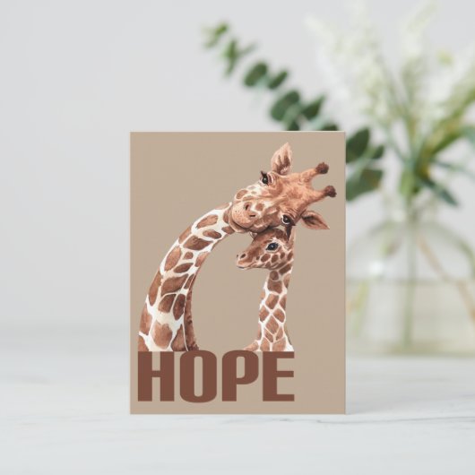 Hoop Schattige moeder en Baby Giraffe Briefkaart (Staand voorkant)