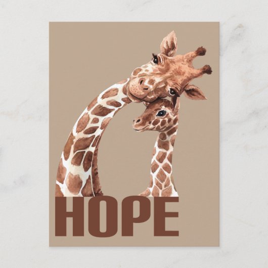Hoop Schattige moeder en Baby Giraffe Briefkaart (Voorkant)