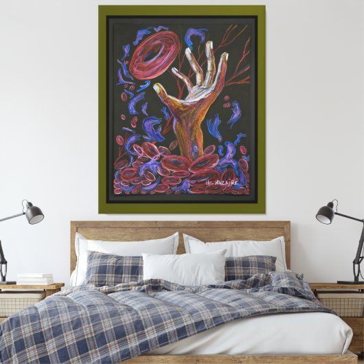 Hoop - Sikkelcel Art Canvas Groen (Insitu (Slaapkamer))