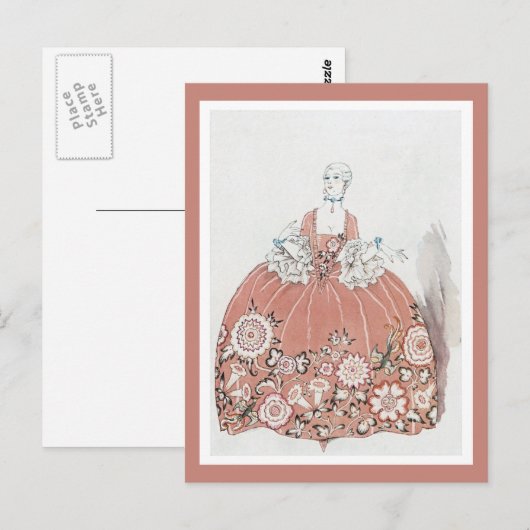 Hoop Skirt in Dusty Pink Briefkaart (Voorkant / Achterkant)