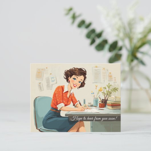 Hoop snel van je te horen! briefkaart (Staand voorkant)