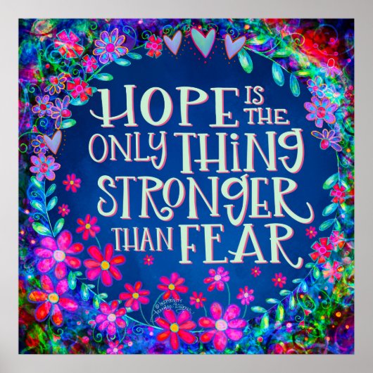 Hoop sterker dan angst  bloemen inspirerend poster (Voorkant)