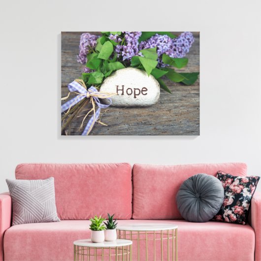 Hoop tekst op rots met linzen canvas afdruk (Insitu (Woonkamer))