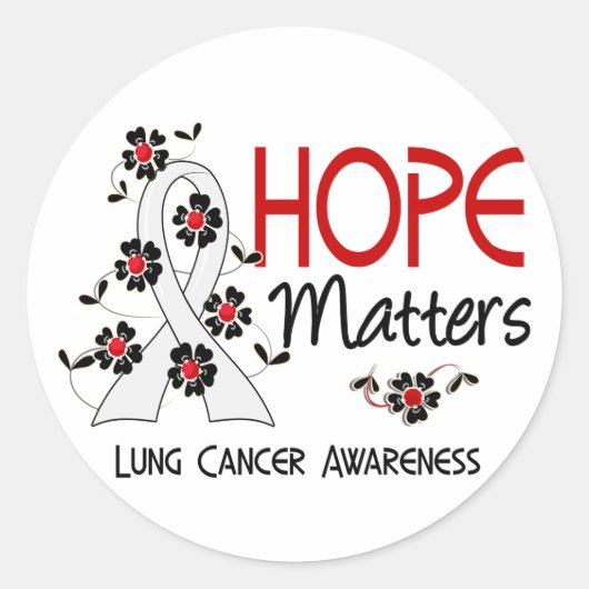 Hoop telt 3 longkanker ronde sticker (Voorkant)