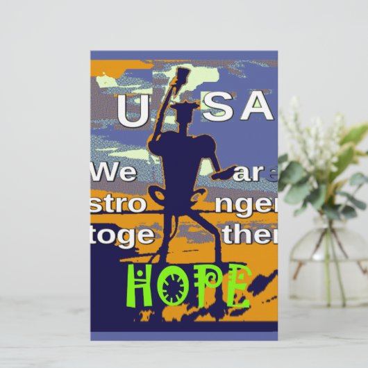 Hoop USA Wij zijn samen sterker Inspirerend Briefpapier (Staand voorkant)