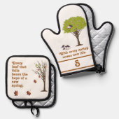 Hoop van de lente monogram ovenwant & pannenlap set (Voorkant / Achterkant)