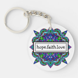 Hoop. Vertrouw. Love Paars and Blue Mandala Keycha Sleutelhanger