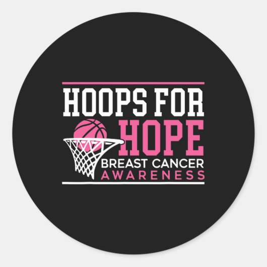 Hoop voor de Basketball Player Breast Cancer Awa Ronde Sticker (Voorkant)